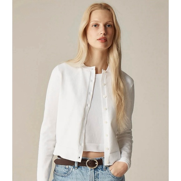 J. Crew Sweaters - NWT J. Crew New Jackie Cardigan Premium Ultra-fine Cotton Blend White